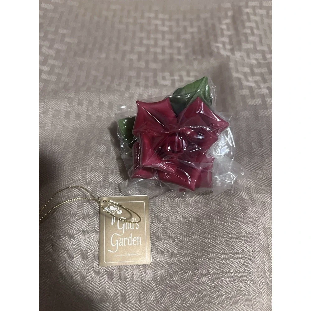 Rare ROMAN Inc. Flower Figurine Red ROSE Porcelain 3D in Box 3.25